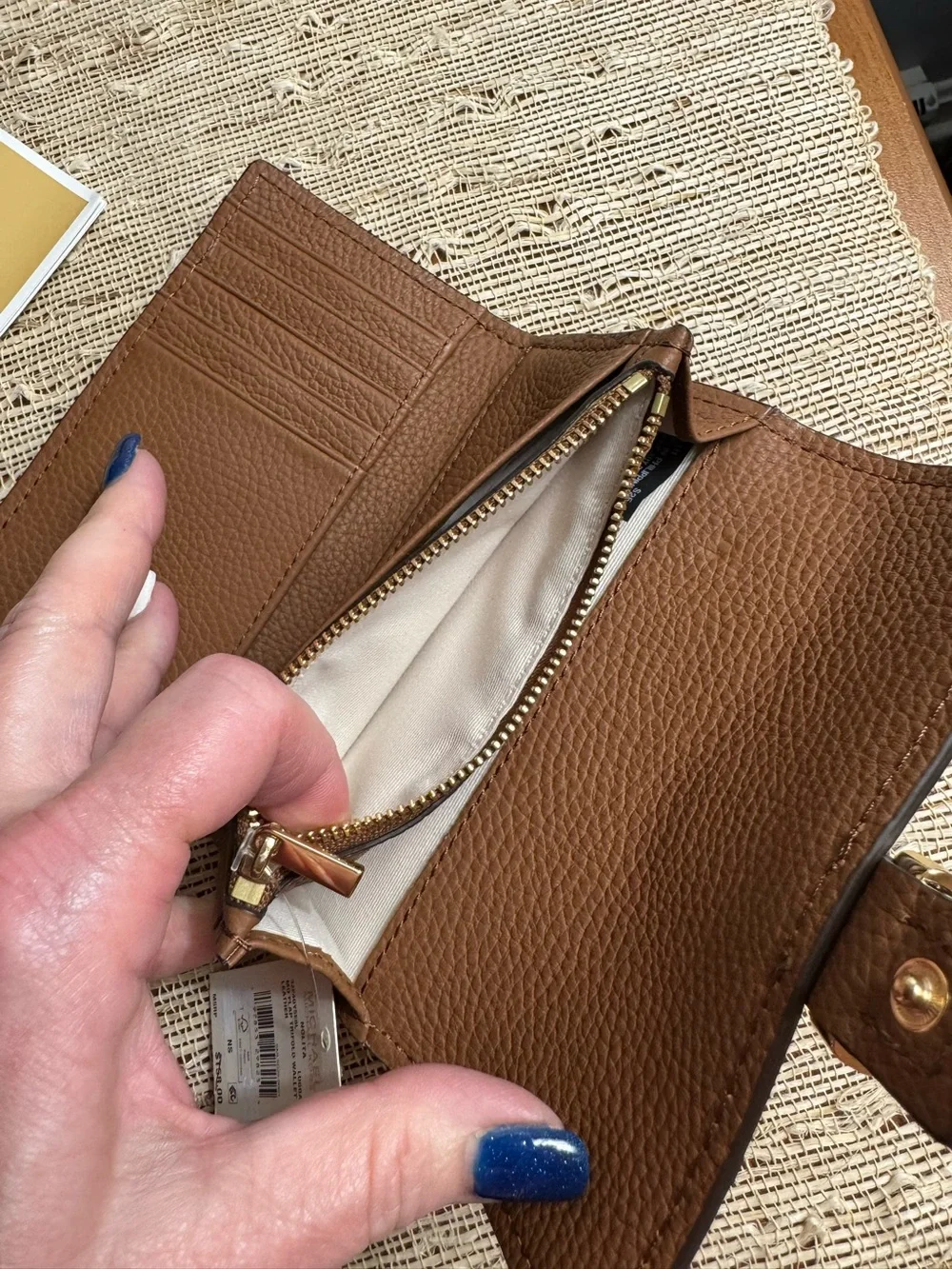Michael Kors Nolita Flap Trifold Brown Leather Wallet NWT